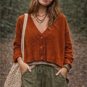 Forever 21 Rust Women's Cardigan Bo ho lived in scandi chil sweater